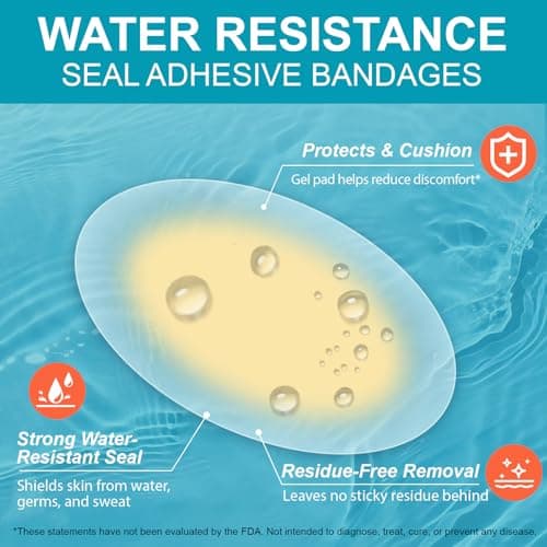 30PCS Hydrocolloid Gel Blister Bandages Pads, Multi-Size Waterproof Adhesive Blister Bandages, Waterproof Blisters Pads & Blisters Cushions for Heel, Toe & Foot view 3