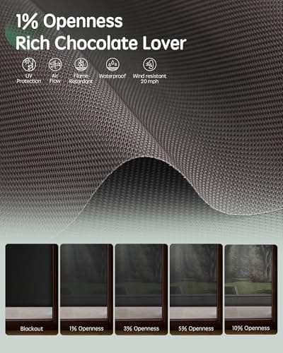 Yoolax Customized Motorized Outdoor Shades, Smart Blinds Compatible with Alexa Google, Remote Control Waterproof Blinds for Patio Porch Windows Outside (1% Openness Rich Chocolate Lover) view 5