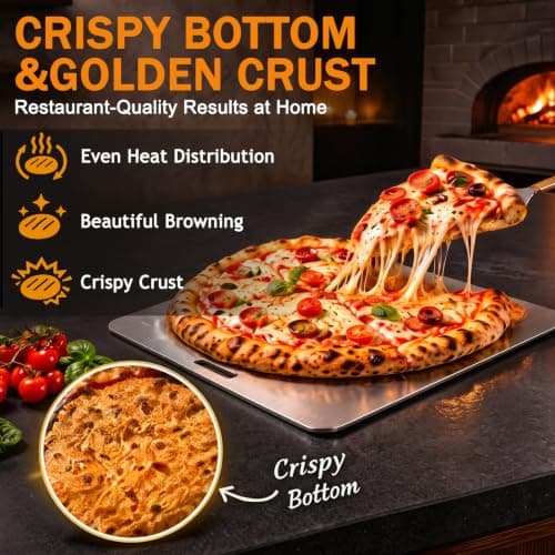 OAKJAR 16" x 16" Pizza Steel for Oven, 304 Stainless Steel, 3/16 Inch | No Seasoning Required, Rust-resistant, Oval Handles, Easy to Clean, Pizza Baking Steel for Bread, Roasting, High-Heat Baking view 4