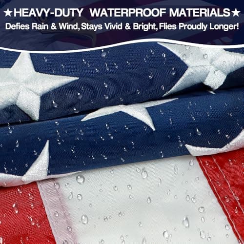 American Flags for Outside 3x5 FT American Flag | USA Flag 3 X 5 Heavy Duty Outdoor US Flags with Embroidered Stars, Sewn Stripes, Thick Spun Polyester Vivid Color UV & Fade Resistant, Brass Grommets view 5