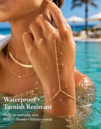 4PCS Gold Hand Chain Bracelets for Women, 14K Gold Plated Ring Bracelet Hand Chain Set, Dainty Stackable Finger Bracelets Jewelry Gifts view 6