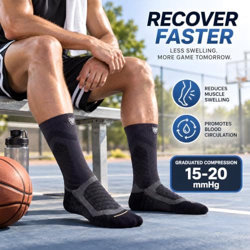Mens Compression Socks Size 9-12, Thick Padded Cotton Basketball Socks view 2