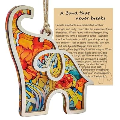 Best Friend, Friendship Elephant Ornament with Story Card, Elephant Gifts for Women, for Women, Sister, Bestie, Unique Friendship Christmas Ornaments