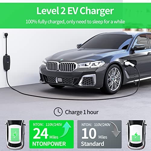 NTONPOWER Tesla Charger 24 Miles Per Hour with Level 1&2 EV Charge 32A/24A16A/10A Optional, UL Listed 16.4Ft Electric Car Charger Use J1772 Plug, Suitable for Most US Models Such As Tesla, Chevrolet view 3