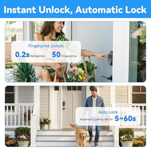 IRONZON Keyless Entry Door Lock - 350Y 5-in-1 Fingerprint Smart Locks for Front Door with Handle Set, Electronic Keypad Door Lock with Handle and Deadbolt - Black view 4