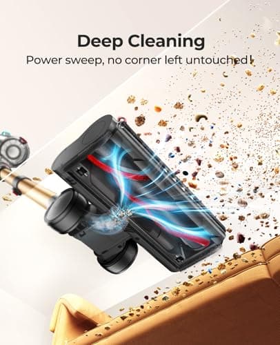 Cordless Vacuum Cleaner 650W/55Kpa, Stick Vacuum Cleaners 70 Mins Max Runtime with Charging Dock, Self-Standing Handheld Vacuum with Touch Display, 6-in-1 Vacuum Cleaner for Carpet/Hard Floor/Pet Hair view 5