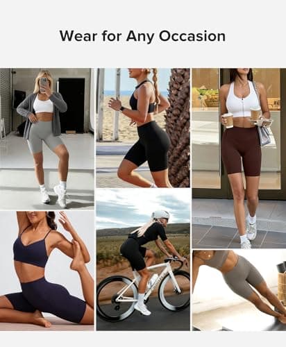 BRXL Biker Shorts Women with Pockets 8" No Front Seam High Waisted Workout Tummy Control Running Yoga Shorts view 2