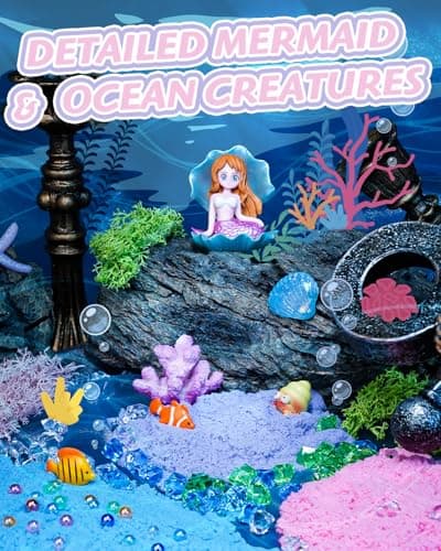 Winnrok Mermaid Terrarium Kit for Girls - DIY Night Light Craft with 13-Color LED, Remote & Timer. Ideal Easter Basket Stuffers, Birthday Gift for Kids Ages 4-8-12. Create Underwater Garden view 2