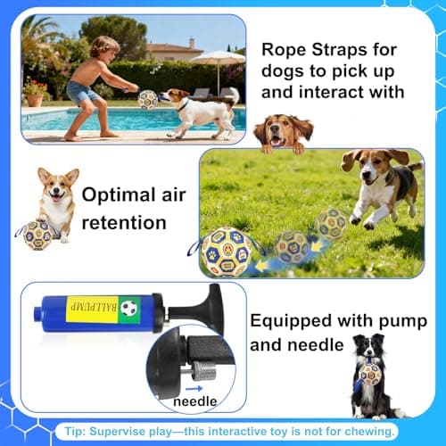 Vivifying Dog Toys Balls, Interactive World Cup Soccer Ball for Small Medium Dogs, Durable PU Enrichment Training Toy with Straps for Indoor and Outdoor Tug-of-War & Playing (6 Inches) view 4