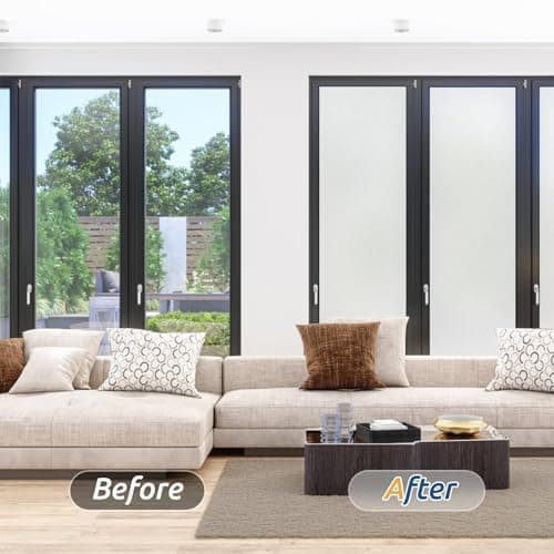 rabbitgoo Window Privacy Film, Frosted Glass Window Clings, Static Cling UV Heat Blocking Door Stickers for Home Bathroom, Removable Indoor Decal Coverings Day and Night, Pure, 17.5 x 78.7 Inches view 6