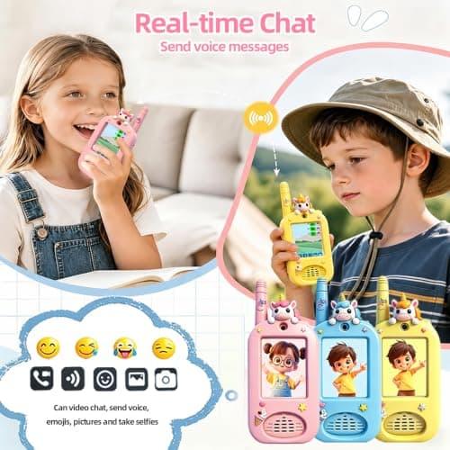 Kids Video Walkie Talkies, 2 Pack Rechargeable with HD Camera & Screen view 2