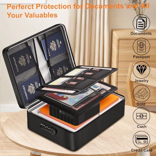 Polaring Fireproof Document Box, Multi-Layer Heat Insulated Fire and waterproof office bag with lock，Portable family outdoor travel bags are suitable for storing important documents and valuable. view 4