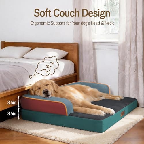 Comfort Expression Memory Foam Dog Bed Large Sized Dogs - XL Waterproof Orthopedic Pet Bed for Big Dog with Washable Removable Cover Non-Slip Pet Sofa Couch, 42 x 30 view 3