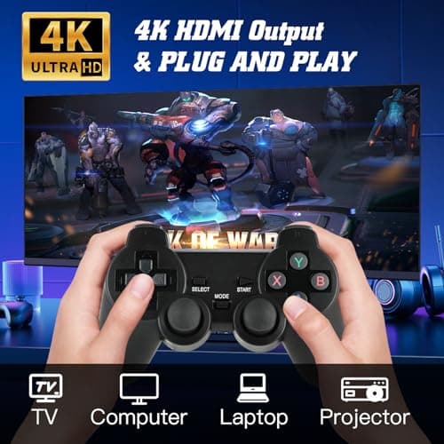 Retro Game Console, Wireless Retro Game Console, Built-in 9 Emulators, 4K HDMI Output, Dual 2.4GHz, Built-in 25200 Games, Plug and Play Video Games, Black view 5