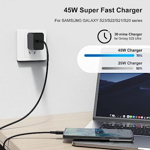 45W Super Fast Charger Type C 10ft,USB C Wall Charging and Long Android Phone Charger Cable Cord for Samsung Galaxy S26 Ultra/S26/S26+/S25 Plus/S25/S24+/S24 Ultra/S24/S23 Ultra/S22 Plus/S21/Note 20 view 2