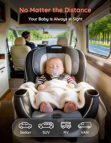 Babyvue BV5 Baby Car Camera 1080P, Dual USB Powered for Large Vehicles, IR Night Vision, 5.2” Display with Rear-Facing Car Seat Camera, Easy Installation for Infant & Toddler view 5
