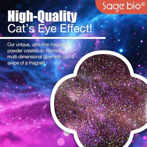 SAGEBIO Cat Eye Gel Nail Polish, 15ml Magnetic Gel, High-Gloss, Long-Lasting, Magnetic Stick for DIY Manicures, 3D Effect, Rich & Vibrant Colors, 04 view 3