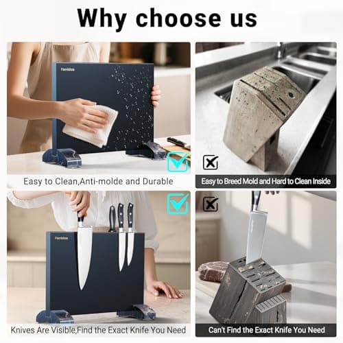 Fomidao 6 Pieces Knife Set with Magnetic Block,Ultra-Sharp High-carbon Steel Kitchen Knife Set, Professional Knife Block Set with Ergonomic Handle and Sharpener view 6