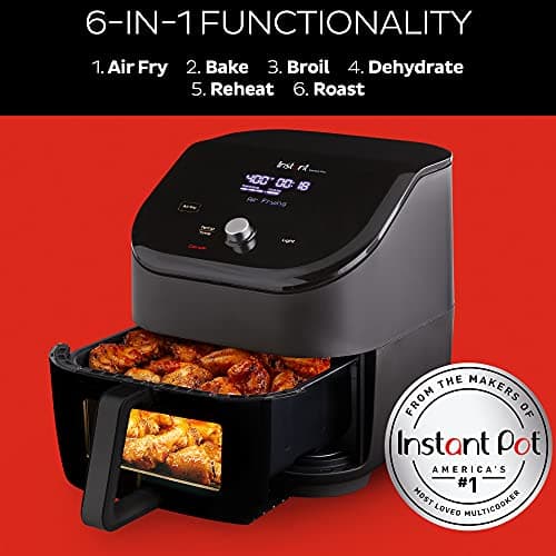 Instant Pot Vortex Plus 6QT ClearCook Air Fryer, Clear Windows, Custom Program Options, 6-in-1 Functions, Crisps, Broils, Roasts, Dehydrates, Bakes, Reheats, from the Makers of Instant Pot, Black view 3