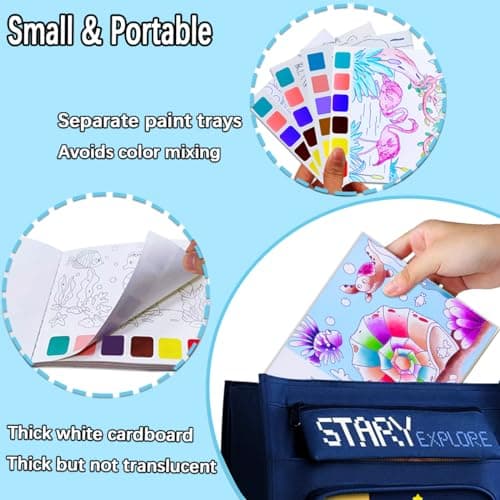 JUNQIU 3Pack Water Color Paint Sets for Kids, Paint With Water Books, Pocket Watercolor Painting Book, Arts and Crafts for Girls Gifts,Stocking Stuffers For Kids view 6