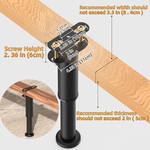 Wlrrcwdttc 4 Pcs Adjustable Height Bed Support Legs 7.08-13 inch, Bed Frame Center Support Legs for Bed Frame/Bed Center Slat/Furniture, Heavy Duty Metal Bed Replacement Legs Bed Slats Support Legs view 6