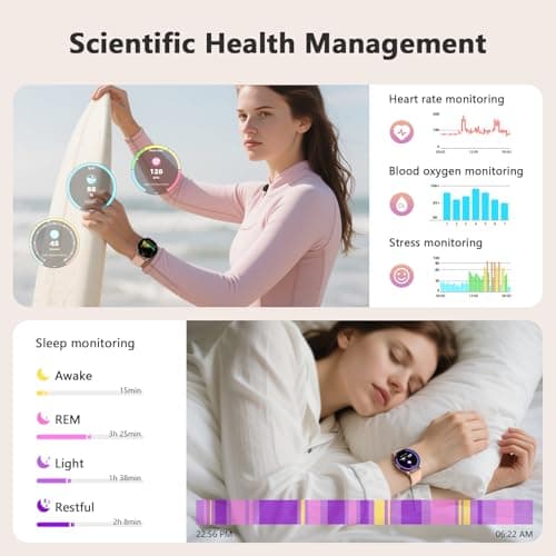 Blackview Smart Watch for Women(Make/Answer Calls), 1.43''AMOLED Touchscreen Fitness Tracker with 100+ Sports Modes, Heart Rate/SpO2/Sleep Monitor/2 Straps, Smartwatch for iPhone & Android view 4