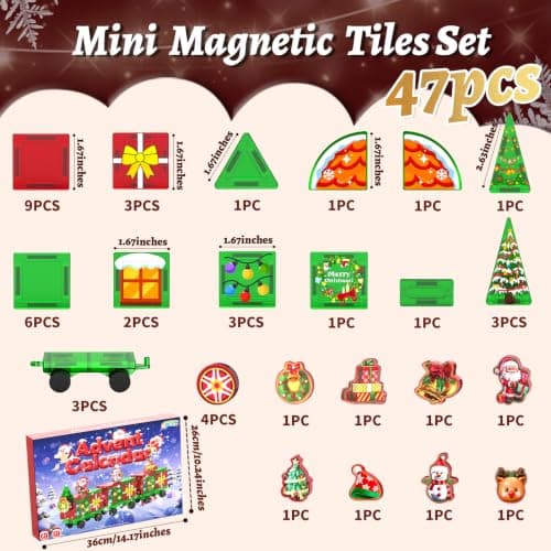 Magnetic Tiles Advent Calendar 2026, Christmas Countdown Gifts for Kids | 24 Days of Surprises Gifts, Santa Claus, Train set, Magnet Building Blocks, Christmas Toys for 3+ Year Old Boys & Girls view 4