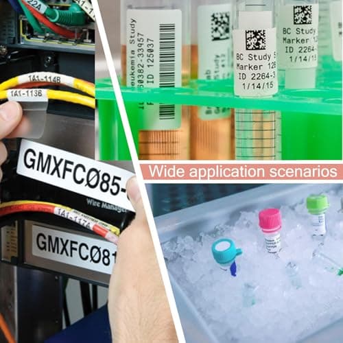 M21-375-499 Nylon Label Tape - M210 Labels for Cable Wire, Compatible with BMP21 Plus BMP21 Lab Printer, Black On White, High Adhesion, High & Low Temperature Resistantance view 5