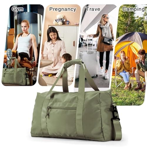 Travel Duffle Bag,Sport Gym Bag for Men And Women with Wet Pocket,Weekender Bag Carry On Tote Bags for Airplane Army Green view 6