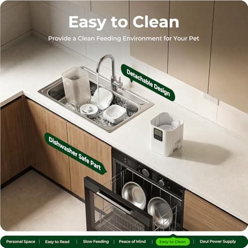 Frienhund Timed Automatic Cat Feeder 2 Cats with Slow Feed: Dual Automatic Dog Feeder with Information Visualization, Programmable Auto Cat Food Dispenser for Multiple Pets,Detachable for Clean-29 Cup view 6