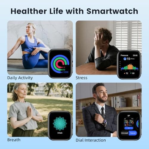 BP Doctor Smart Watch Blood Pressure, 1.95'' Blood Pressure Watch with Air Pump Cuff, Watch with Blood Pressure Sleep Monitor Sports Tracking for Android iOS Supports Data Sharing, Reminder Monitoring view 4