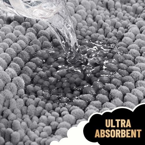 OLANLY Thick Bathroom Rugs 30x20, Extra Soft Absorbent Chenille Striped Bath Rugs, Rubber Backing, Machine Wash Dry, Bath Mats for Bathroom Floor, Tub and Shower, Home Decor Accessories, Grey view 3