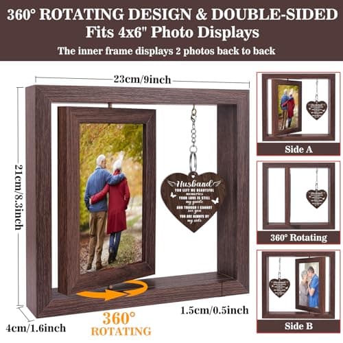 Boiveco Memorial Gifts for Loss of Husband, Sympathy Gift for Loss of Husband Memorial Picture Frame, In Memory of Husband Grief Remembrance Bereavement Gifts for Loss of Husband, Display Two 4x6 Photos view 3