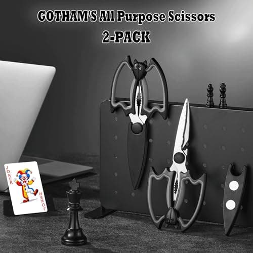 OMDAR Kitchen Scissors All Purpose 2 Pack - Halloween Goth Cute Kitchen Shears - Heavy Duty Stainless Steel Cooking Shears for Cutting Meat, Food, Poultry - Featuring a Magnetic Protective Sheath view 4
