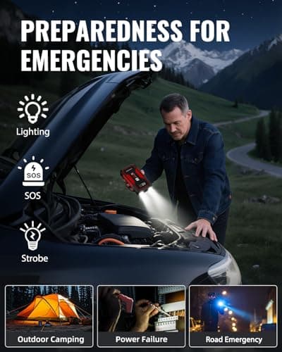 Jump Starter 4000A, VACASSO A9 Battery Jumper Starter Portable (7L Gas/4L Diesel), 12V Car Battery Booster Jump Starters Pack, Jumpstart with USB Ports, Jumper Cables, LED Light, Storage Case view 4