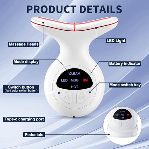 Red Light Therapy for Face, Multifunctional Face Massager with Micro-Current, LED Light Therapy & Vibration, at-Home Skin Care Face Sculpting Tool for Wrinkles, Micro-Current Facial Beauty Device view 6