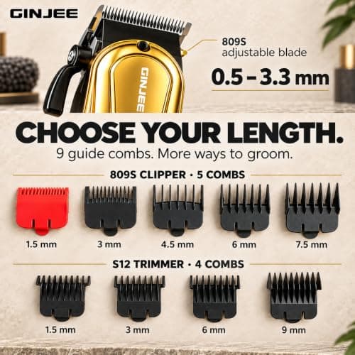 Hair Clippers for Men, Cordless Barber Clipper and Trimmer Set, Gold view 2