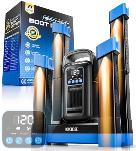 POPCHOSE Heavy-Duty Boot Dryer, Upgraded Shoe Dryer Helps Reduce Odor, Glove & Boot Warmer, Fast 1.5-Hour Drying Dual Dir Duct with Heating Blower, Silent & Adjustable Timer