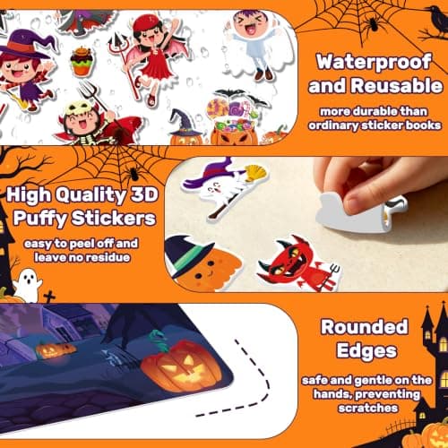 Elfew 3 Pack Halloween Reusable Sticker Books for Toddlers 2-4 view 3