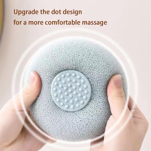 Iosjeude 2 PCS Suction Cup Bath Ball, Super Soft Sunflower Suction Cup Bath Ball Shower Sponge Exfoliating Shower Ball Bath Sponges Shower Loofah Sponges to Scrub Body and Enjoy Shower Apricot & Blue view 2