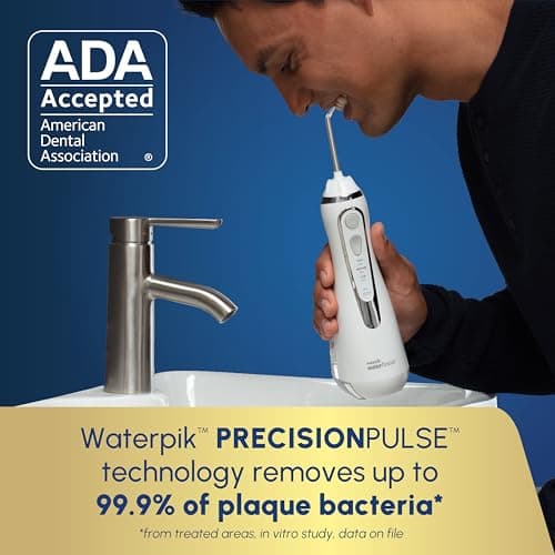 Waterpik Cordless Advanced 2.0 Water Flosser For Teeth, Gums, Braces, Dental Care With Travel Bag and 4 Tips, ADA Accepted, Rechargeable, Portable, and Waterproof, White WP-580, Packaging May Vary view 3
