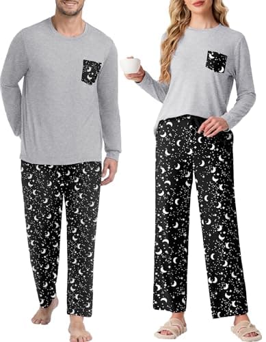 PrinStory Men's Pajama Sets Loungewear Sleepwear Pjs Lightweight Long Sleeve Shirts and Bottoms Soft Comfy Sleep Sets S-4XL — image 1