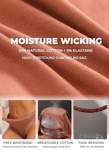 READY TO LOVE Cotton Underwear for Women Sexy Seamless Lace Bikini Panties Soft Breathable Brief Lingerie Multicolor 6 Pack view 3