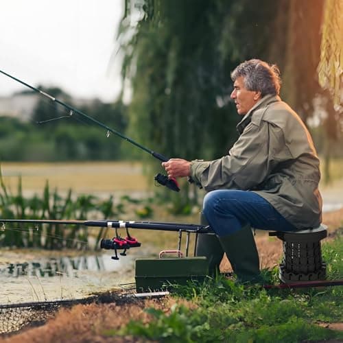 VIVETERA Upgraded Collapsible Stool with Max Load Capacity 330lbs Portable Telescoping & Folding Design Retractable Seat for Camping, Gardening, Fishing & Outdoor Adventures​ (Black) view 2