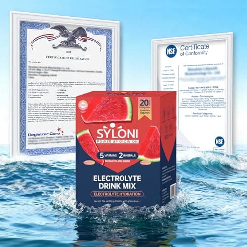Syloni Electrolytes Powder Packets, Watermelon(0.36 oz*20 Sticks), Sugar Free Hydration Packets Electrolyte Drink Mix with 7 Vitamins and Electrolytes, Keto Friendly, Vegan, Gluten Free view 2