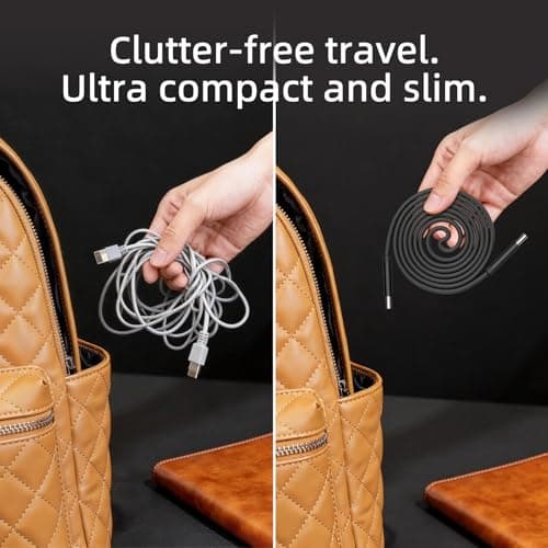 KEDESO Magnetic Coiled USB C to USB C Cable [240W Max Fast Charging] Compatible with iPhone 16 17 Pro Max, 3.3ft Flat Braided Tangle-Free Type C Charger Cord for Car CarPlay, Android Auto, Samsung S25 view 7