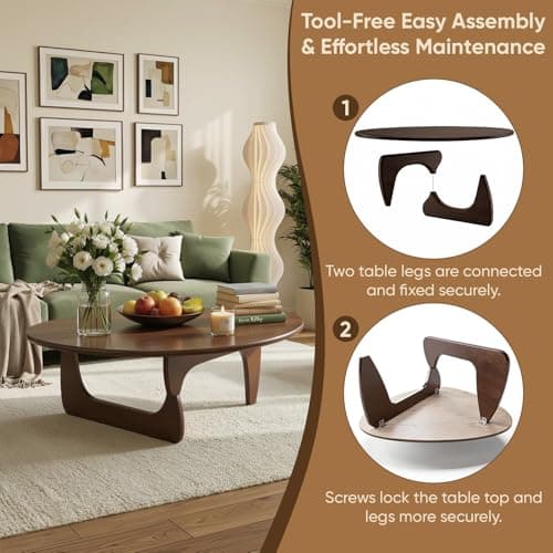 SoulNest Mid Century Small Coffee Table, Walnut Coffee Table for Living Room, Suitable for Living Room, Reception Room or Office (Small, Triangle) view 4
