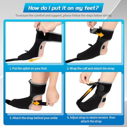 Upgraded Plantar Fasciitis Night Splint Sock with Massage Ball for Plantar Fasciitis Relief, Soft & Comfortable Foot Brace for Achilles Tendonitis Heal Spur Foot-drop Flat-arch for Women and Men, Medium-Black view 6