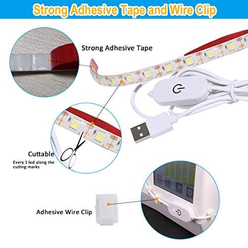 Amazing power Bright Sewing Strip Light with Touch Dimmer Cold White 6500K view 6