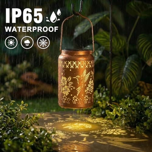 Mothers Day Gifts for Mom, Hummingbird Solar Lanterns Outdoor Waterproof - Birthday Gifts for Women, Hanging Solar Lantern for Yard, Patio, Porch, Garden Decor view 3